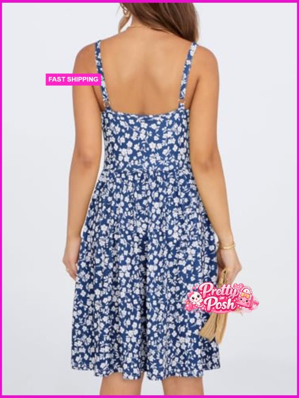 Summer Mini Corset Dress with Pockets, Adjustable Spaghetti Straps - Picture 2 of 6